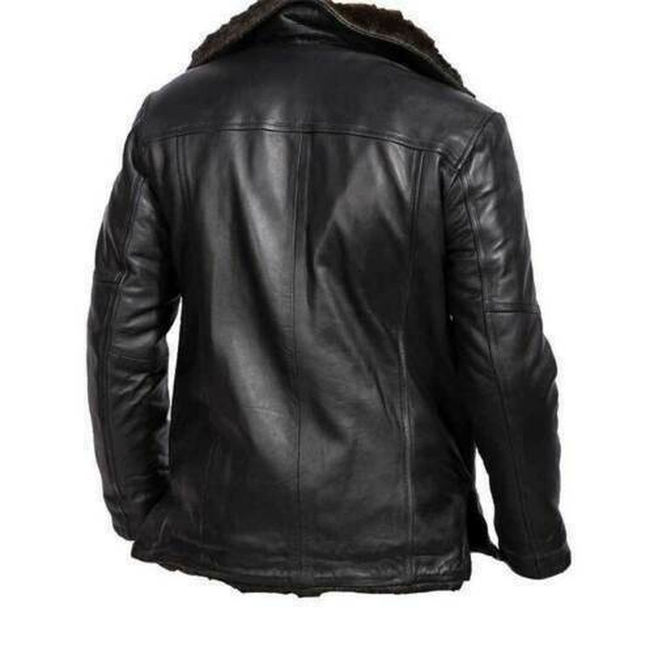 Men Black Genuine Sheepskin Leather Jacket with Shearling FUR