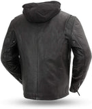 Men's Black Lambskin Leather Jacket With Hoodie