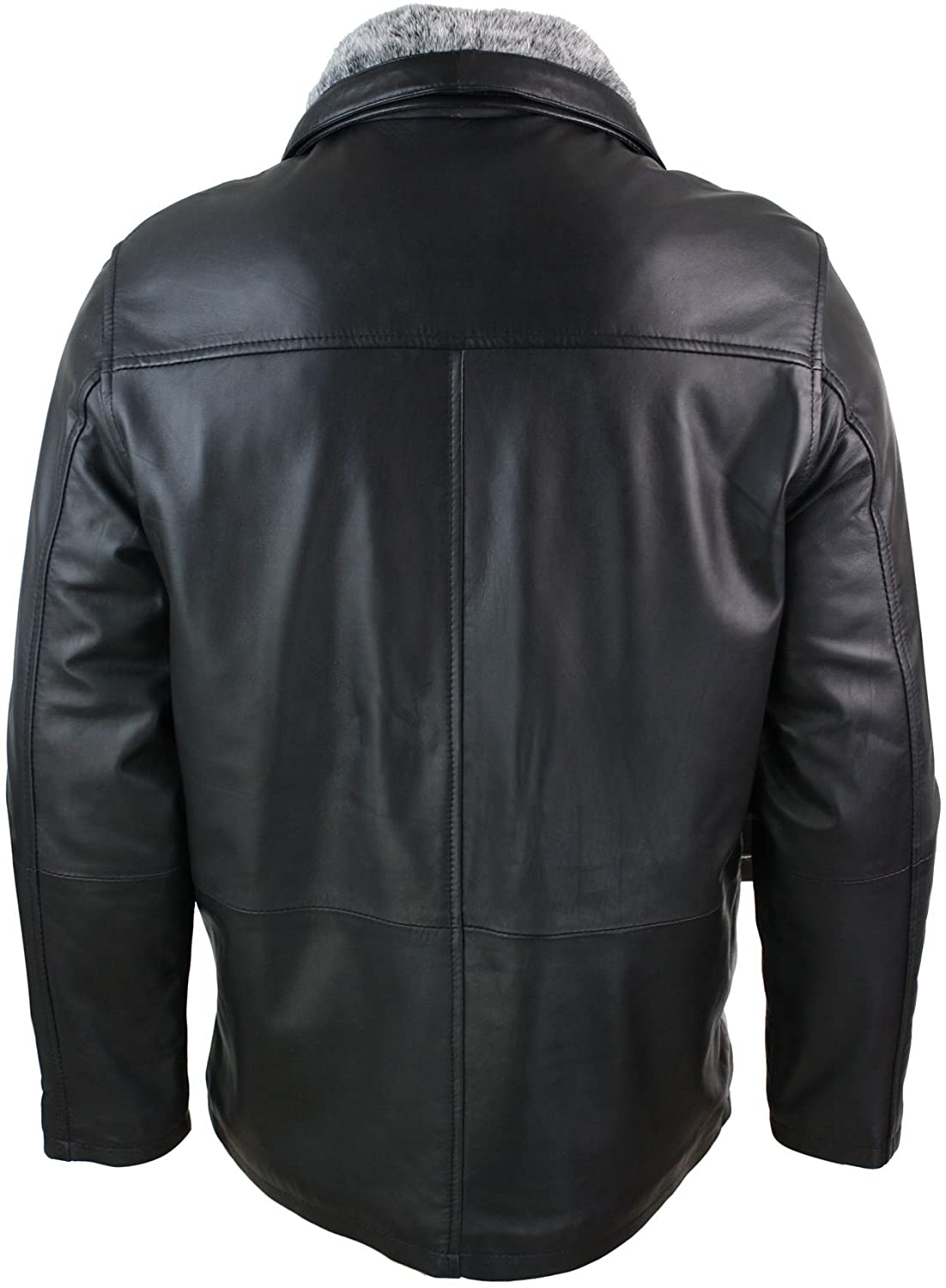 Men’s Classic Fur Leather Jacket in Black