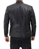 Men Fitted Geniune Leather Jacket With Shoulder Lining Padding