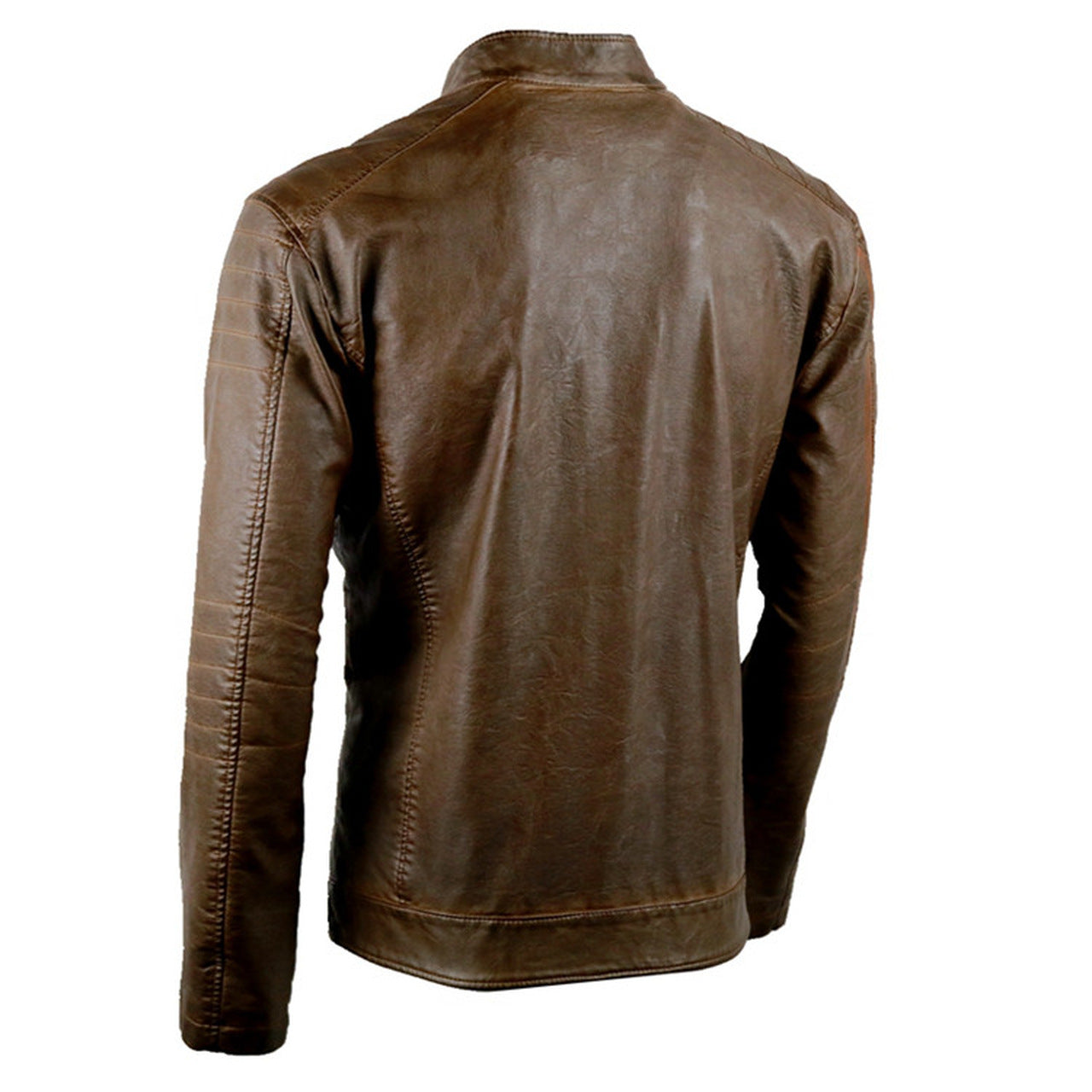 Men Genuine Sheepskin Leather Jacket Coat With Zipper pockets in Camel Color