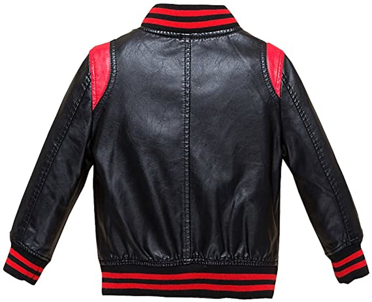 Motorcycle Style Sheepskin Jacket with Red Stripes