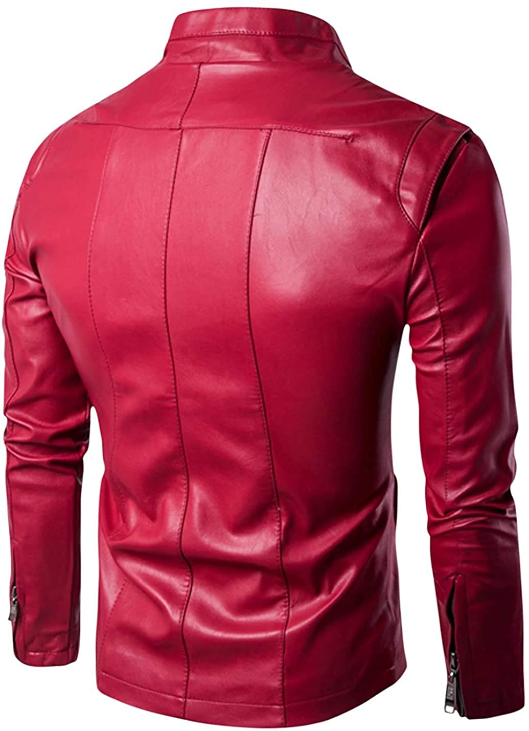 Mens Slim Fit Genuine Sheepskin Leather Jacket New Style In Red Vine