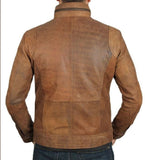 New Style For Motocycle Rider Leather Jacket With Uper Pocket In Camel Volur