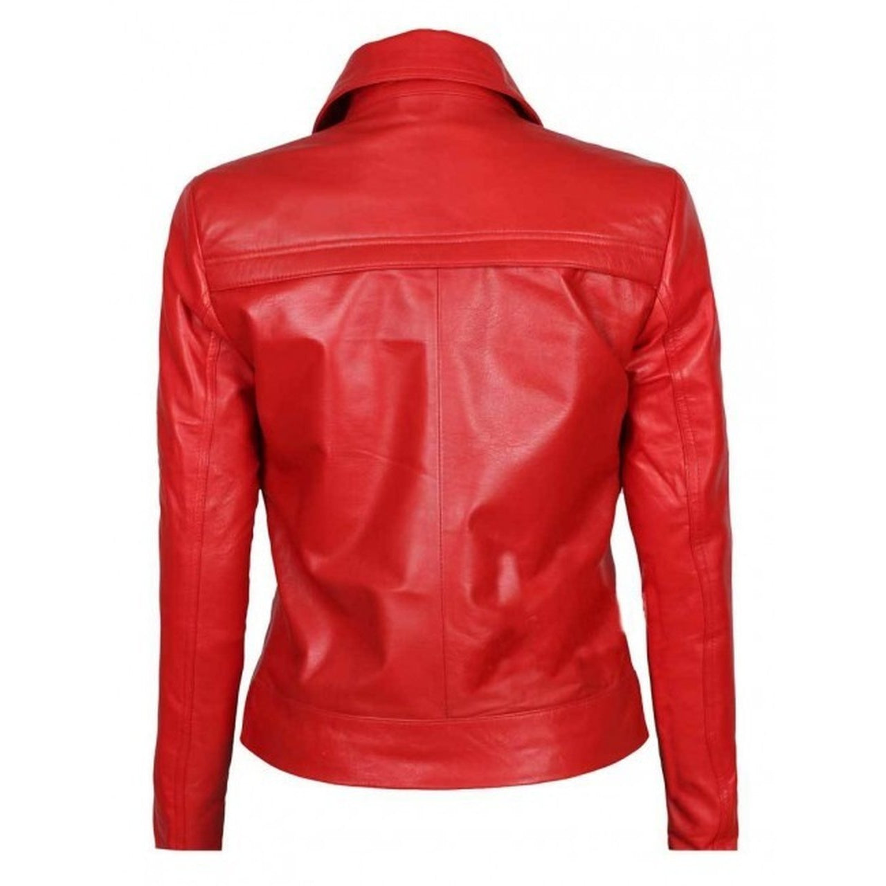 Red Zipper Biker Short Body Women Leather Jacket - Leather Jacket