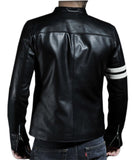 Unique Genuine Leather Jacket with White strap and lining