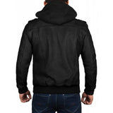 Leather jacket with a hood