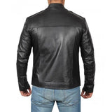 Black Geniune Leather Biker Style Jacket - Leather Jacket