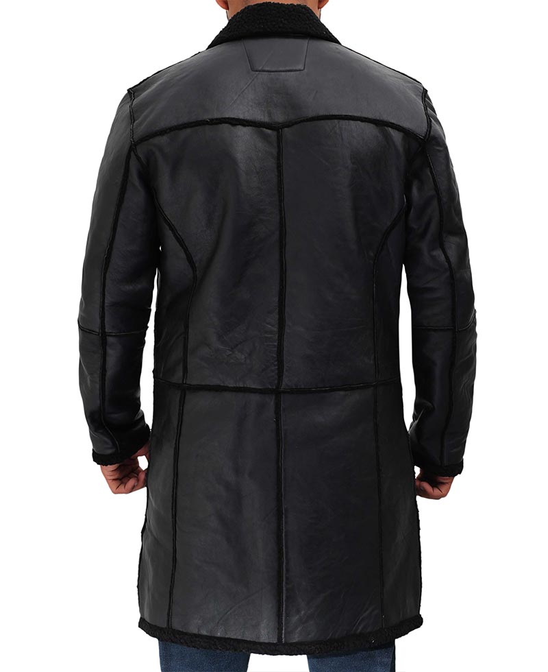 Rockville Mens 3    4 Length Black Winter Shearling Leather Coat