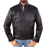Short Regular Fit Black Leather Jacket for Men - Men Jacket - Leather Jacket