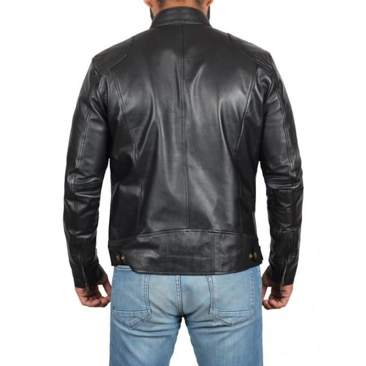 Motorcycle Style Men Genuine Leather Jacket - Leather Jacket