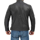 Black Quilted Leather Biker Jacket Men - Leather Jacket
