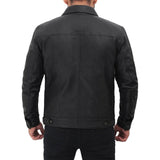 Black Genuine Leather Trucker Jacket - Leather Jacket