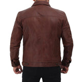 Brown Genuine Leather Trucker Jacket - Leather Jacket