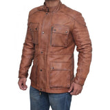 Chocolate Brown Panther Four Pocket Leather Jacket - Leather Jacket