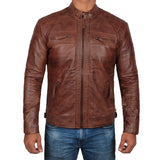 Dark Brown Quilted Fitted Premium Motorcycle Leather Jacket - Leather Jacket