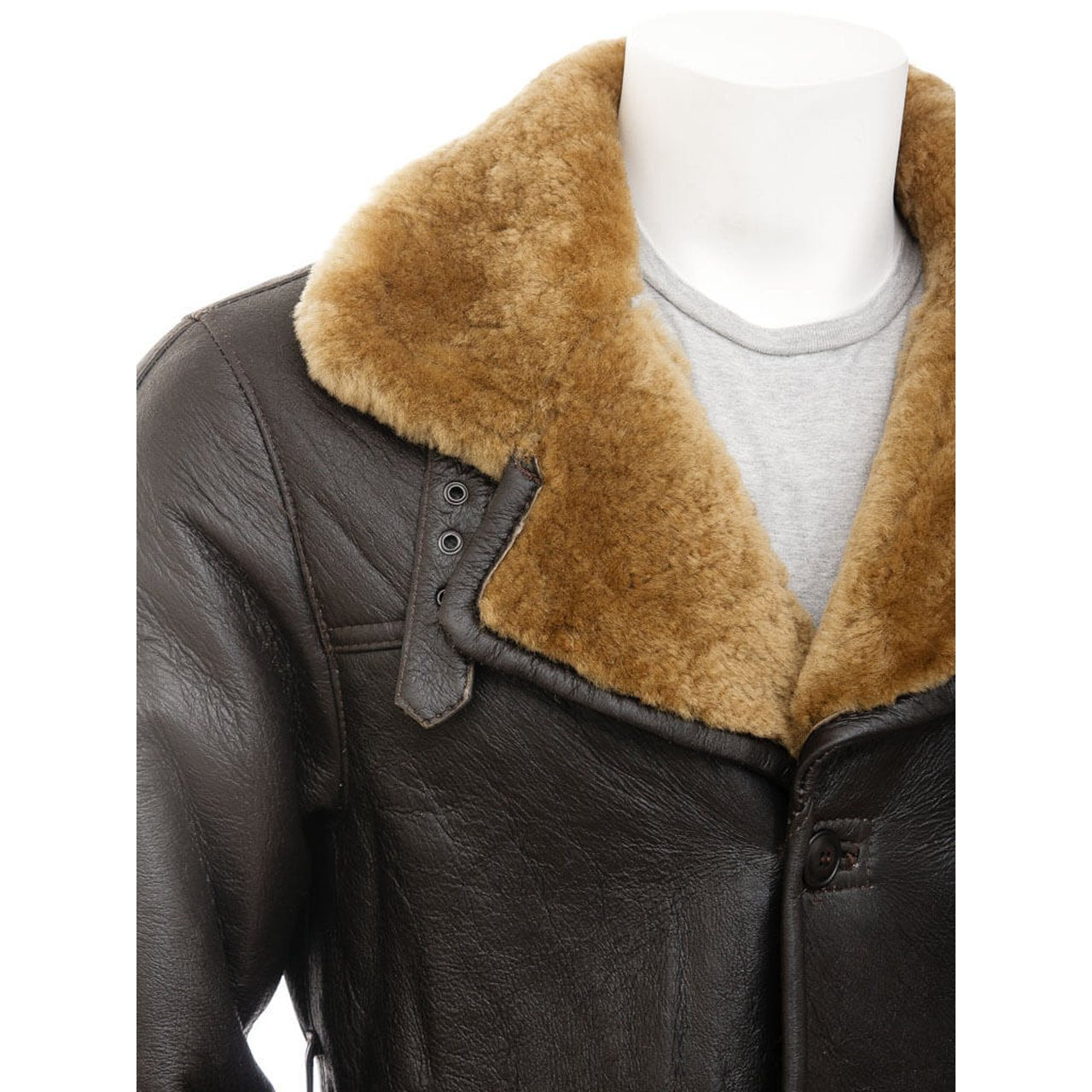 Dark Brown Shearling Leather Coat Men - Leather Jacket