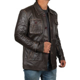 Men Atlanta Dark Brown Distressed Leather Jacket - Leather Jacket