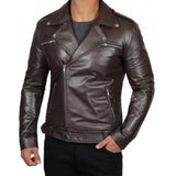 Police Style Leather Motorcycle Jacket - Leather Jacket