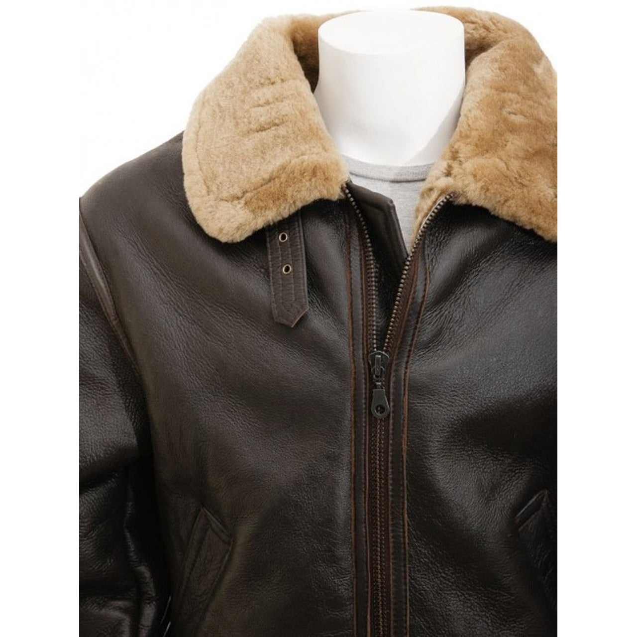 Shearling Aviator Brown Genuine Leather jacket Men - Leather Jacket