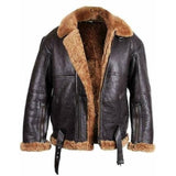 Aviator Mens RAF B3 Flying Bomber Fur Shearling Sheepskin Leather Jacket for Men - Leather Jacket