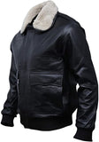 Black bomber style Fur Leather jacket