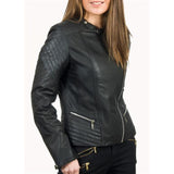 Black Stylish Biker Leather Jacket for Women