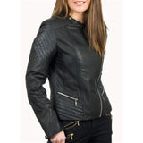 Black Stylish Biker Leather Jacket for Women - Leather Jacket