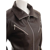 Brown High Collar Stylish Leather Jacket for Women - Leather Jacket