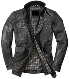 Black Genuine Leather Jacket With Belt Style