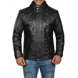 Genuine Leather Jacket With Hoodie - Leather Jacket