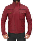 Maroon Fited Genuine Sheep Leather Jacket For Men