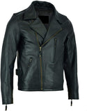 Men’s black stylish sheepskin leather jacket with fur