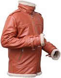 Men Genuine Lambskin Leather Shearling FUR Bomber Flight Winter Jacket