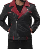 Unique Style Moto Genuine Sheep leather jacket  in Red design and stylish zip