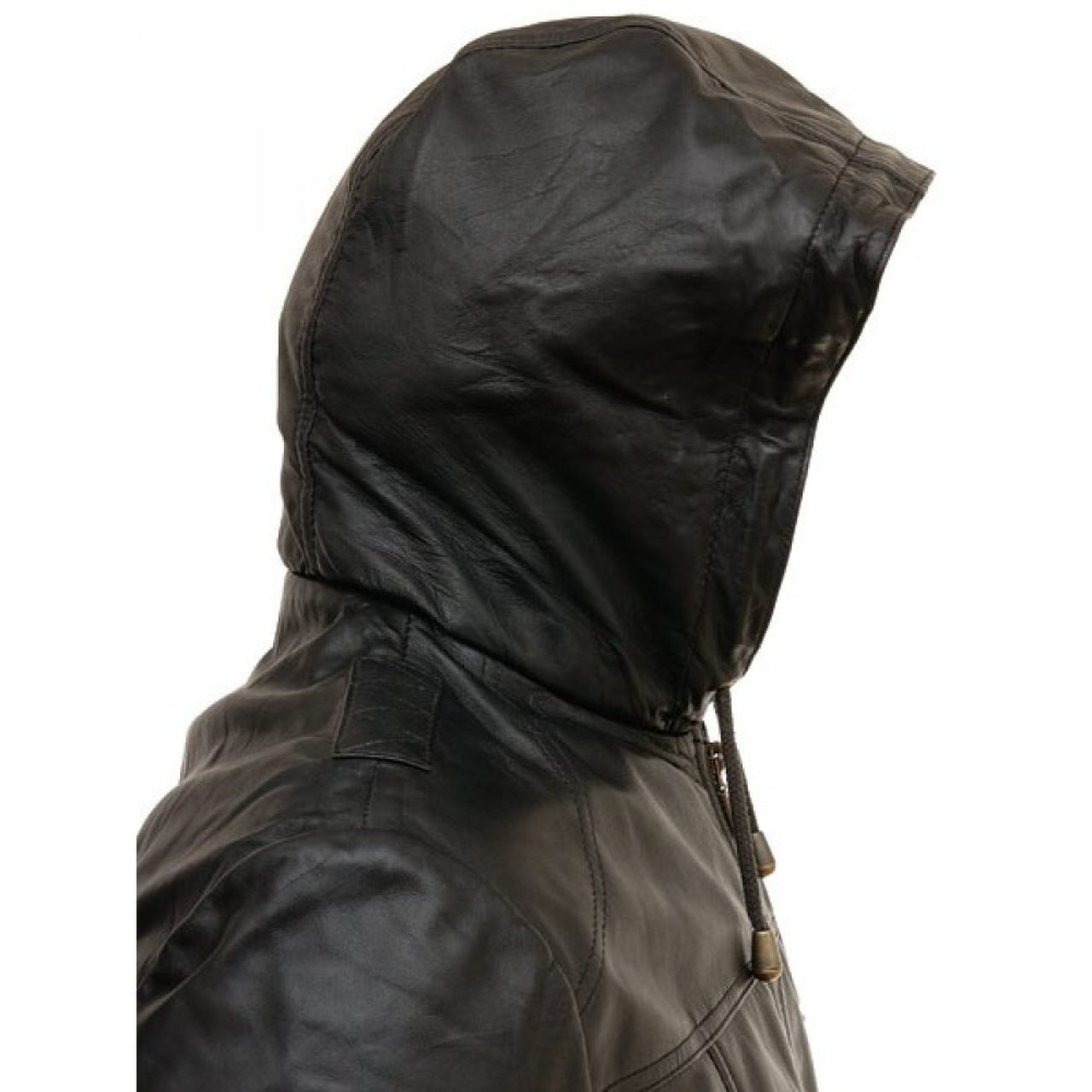 Men Genuine Leather Hooded Bomber Jacket - Leather Jacket