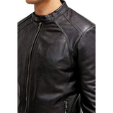 Jaxx Real Leather Biker Jacket In Black - Leather Jacket