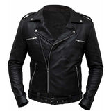 Walking Dead Black Biker Leather Motorcycle Jacket - Leather Jacket