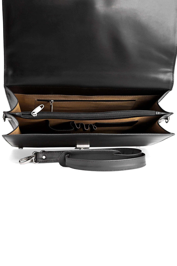 Premium Leather Laptop Bag in Black