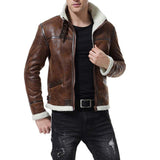 Brown Shearling Leather Jacket Men - Leather Jacket