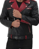 Unique Style Moto Genuine Sheep leather jacket  in Red design and stylish zip