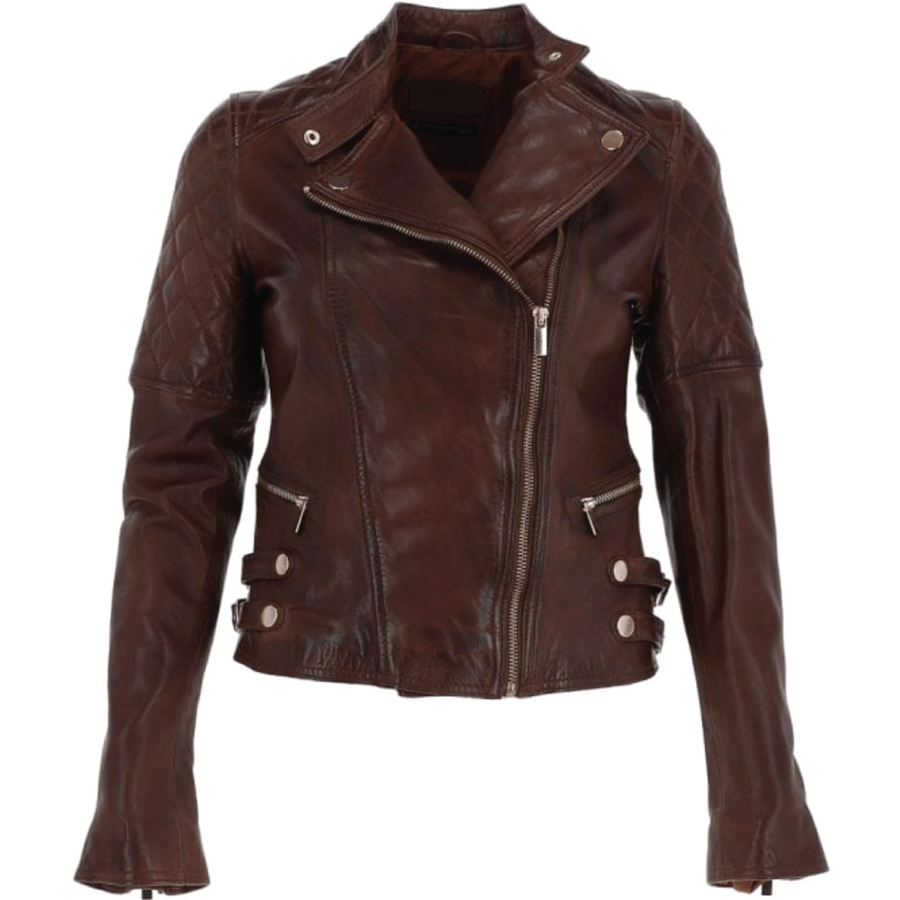 Dark Brown Biker Sheepskin Leather Jacket Women