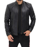 Men Fitted Geniune Leather Jacket With Shoulder Lining Padding