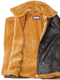 Bomber Fur leather Jacket in Brown