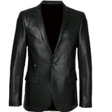 Black Real Lambskin Leather Mens Jacket Blazer Coat Casual