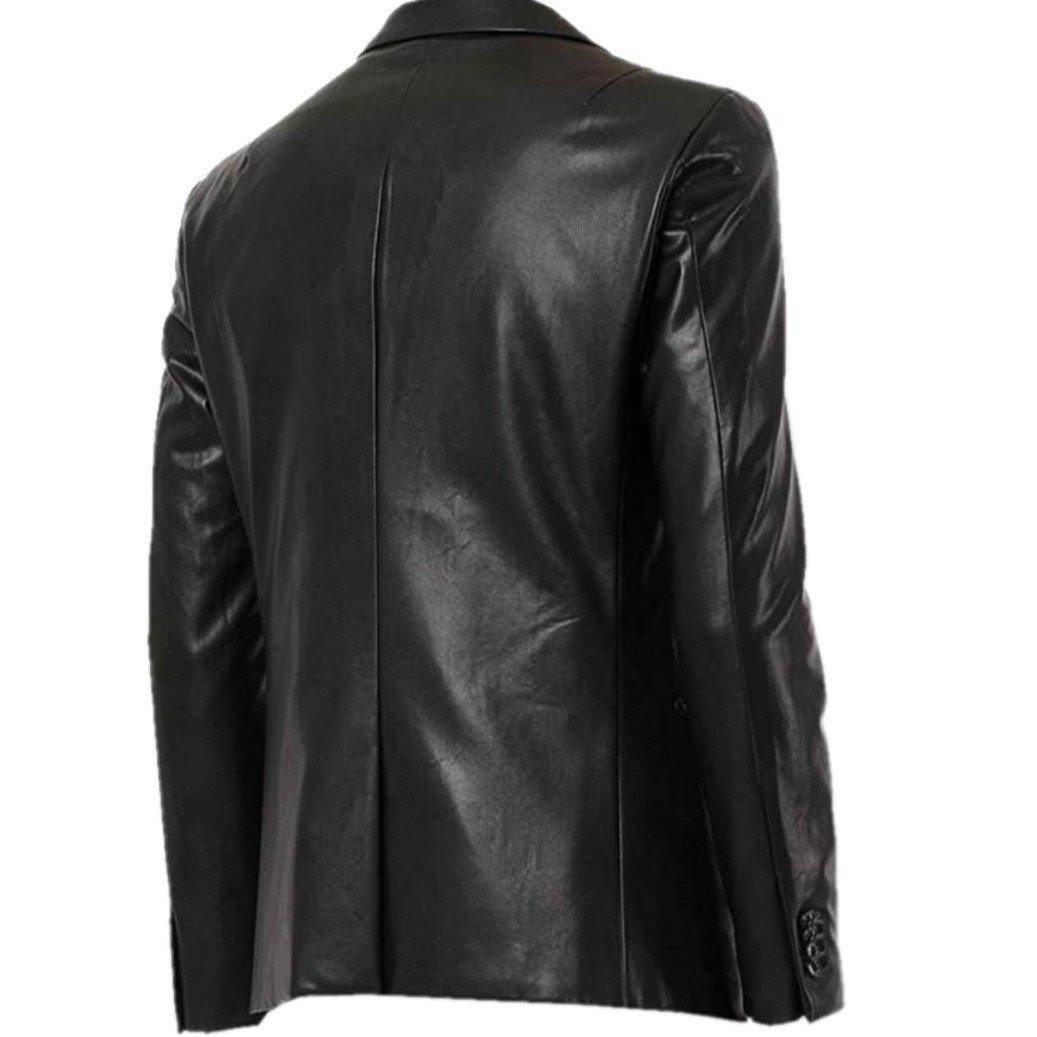 Black Real Lambskin Leather Mens Jacket Blazer Coat Casual - Leather Jacket