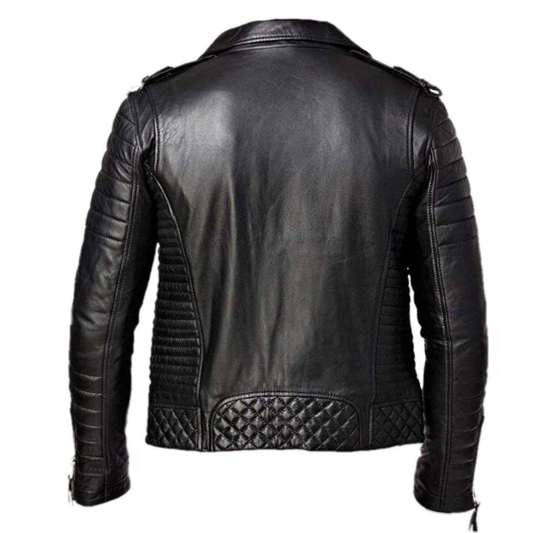 quilted leather jacket collar mens