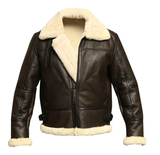 B3 Bomber Shearling Leather Jacket in Brown
