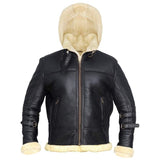 Black Hooded FUR Leather Jacket