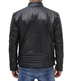 Mens Black Cafe Racer Leather Jacket With Padding